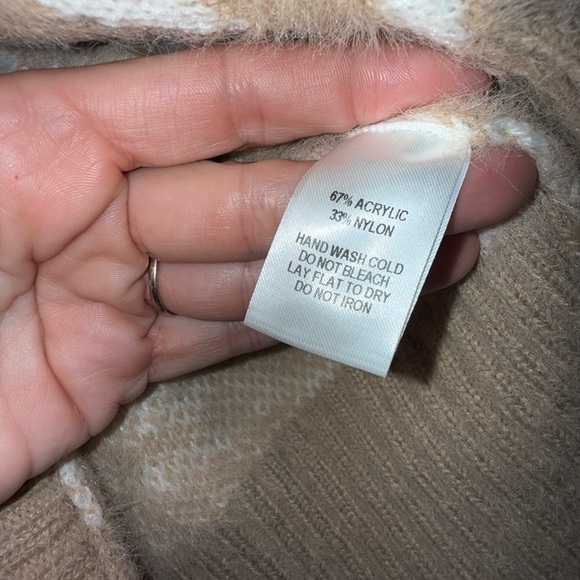 Lulus Easy There Tan Tiger Print Fuzzy Knit Cropped Cardigan Sweater XS - Picture 7 of 8